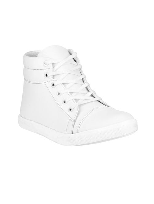 white leatherette lace up sneaker - 14756165 - Very Small Image - 1