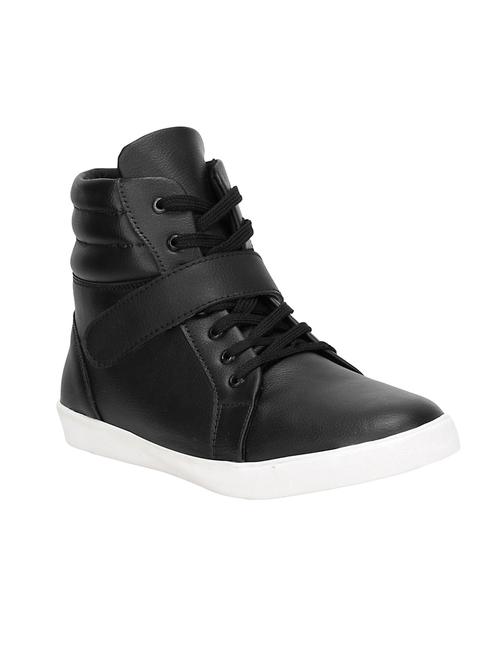 black leatherette lace up sneaker - 14756195 - Very Small Image - 1
