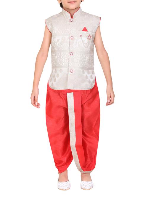 orange silk blend dhoti kurta set - 14756683 - Very Small Image - 1