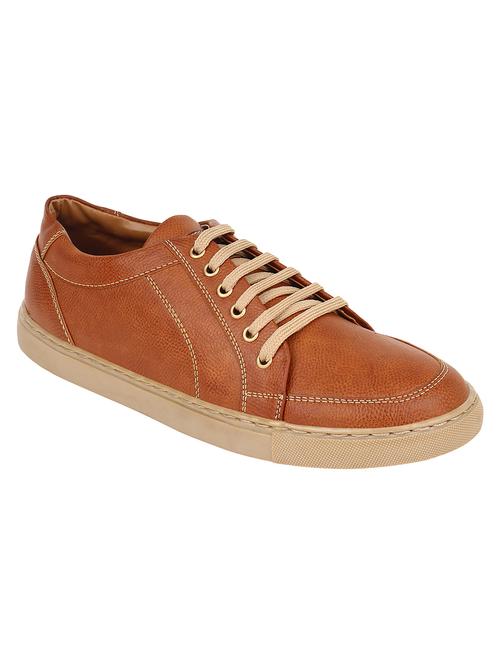 tan leatherette lace up sneaker - 14756860 - Very Small Image - 1