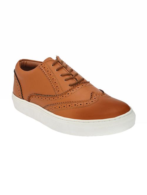 tan leatherette lace up sneaker - 14756875 - Very Small Image - 1
