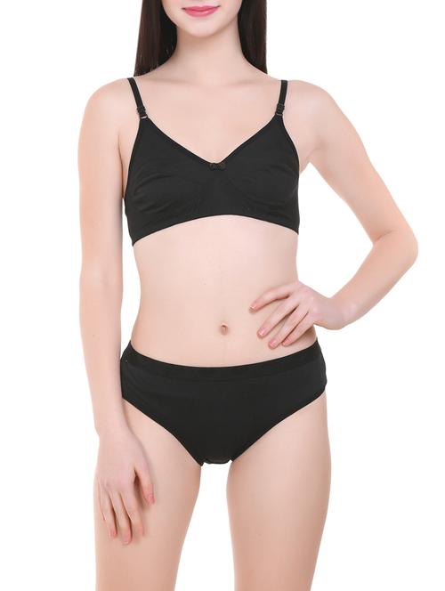 black lycra bra and panty set - 14757024 - Very Small Image - 1