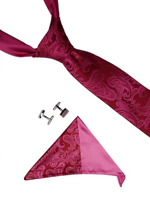 pink micro fiber tie with lapelpin and handkerchief - 14757413 - Very Small Image - 1