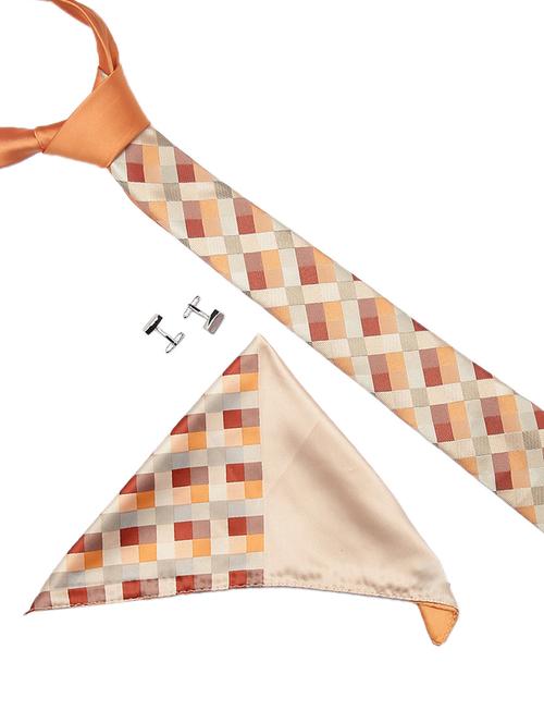 orange :: multi micro fiber tie with cufflink and handkerchief - 14757435 - Very Small Image - 1