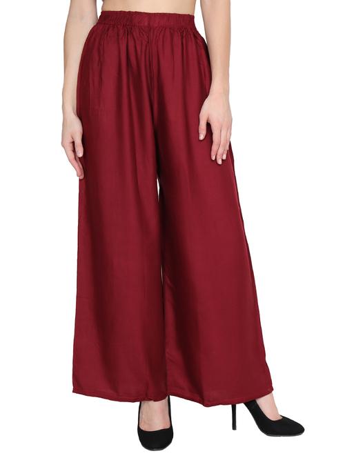 maroon rayon palazzo - 14757913 - Very Small Image - 1