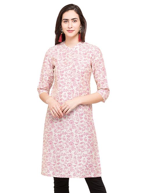 cream synthetic straight kurta - 14758043 - Very Small Image - 1