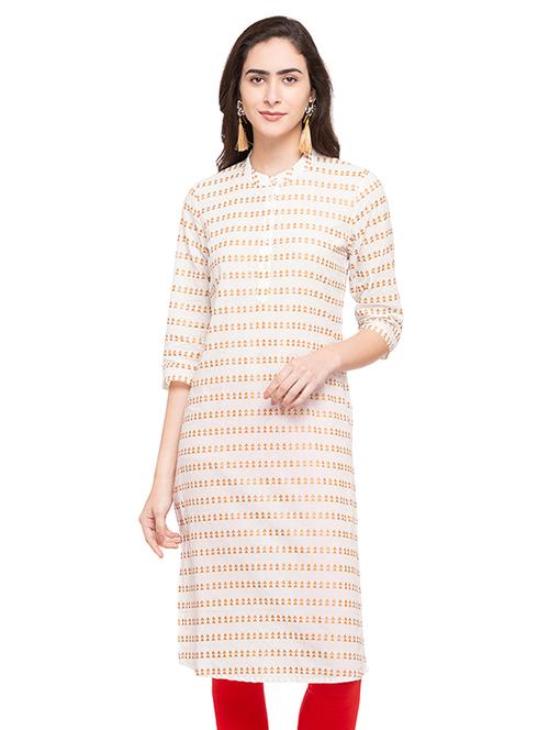 white cotton straight kurta - 14758044 - Very Small Image - 1