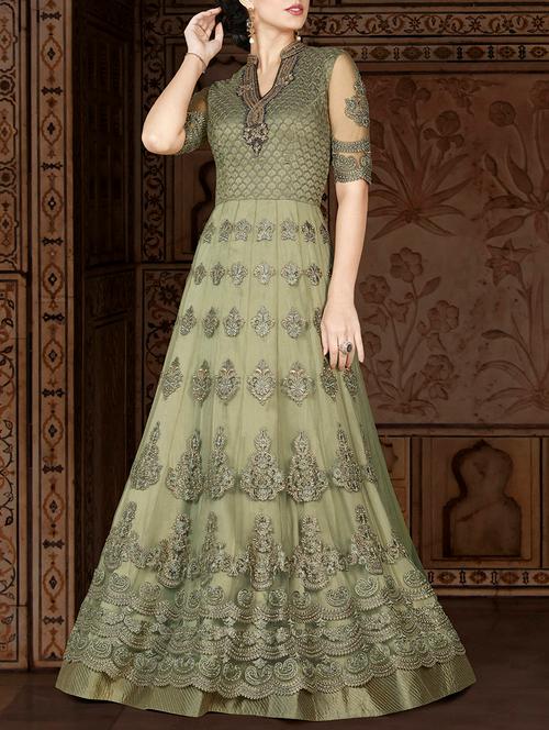 green net semistitched suit - 14759175 - Very Small Image - 1