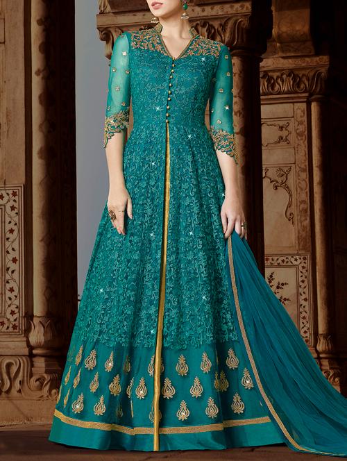 green net semistitched suit - 14759177 - Very Small Image - 1