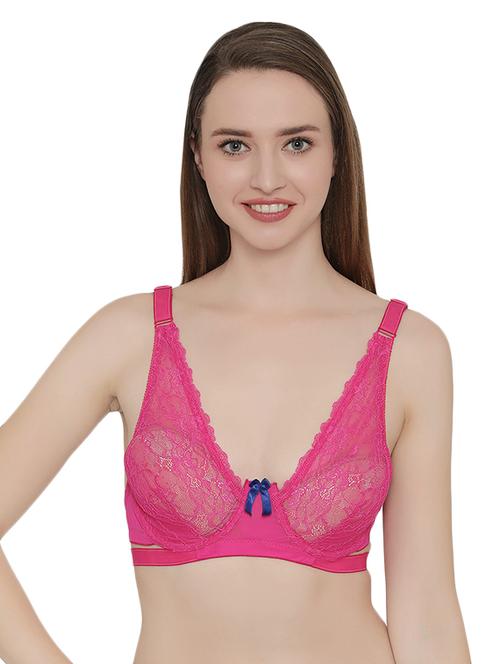 pink net plunge bra - 14760130 - Very Small Image - 1