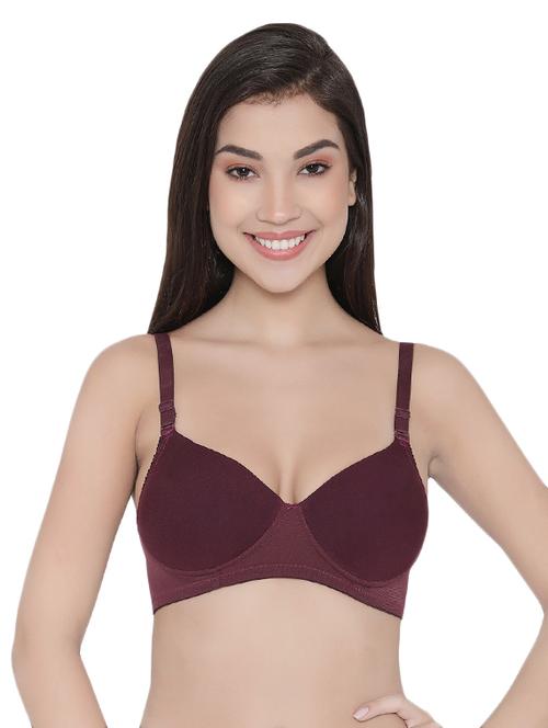 maroon cotton blend t-shirt bra - 14760134 - Very Small Image - 1