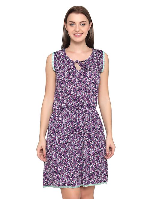 purple cotton blend nighty - 14760399 - Very Small Image - 1