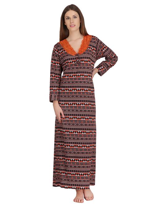 brown woolen nightwear gown - 14760420 - Very Small Image - 1