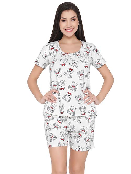 white nightwear shorts set - 14760453 - Very Small Image - 1