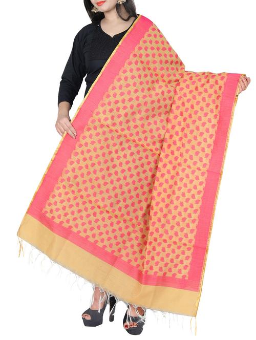 beige chanderi dupatta - 14761275 - Very Small Image - 1