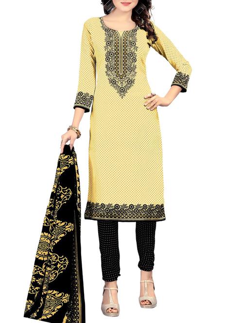 beige unstitched churidaar suit - 14761824 - Very Small Image - 1