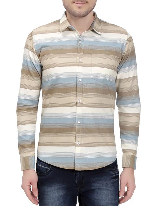 beige cotton casual shirt - 14762022 - Very Small Image - 1
