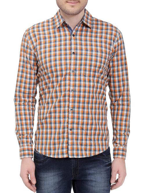 orange cotton casual shirt - 14762030 - Very Small Image - 1