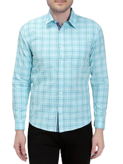 blue cotton casual shirt - 14762032 - Very Small Image - 1
