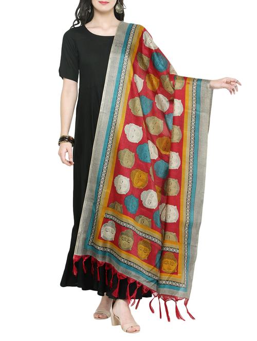 red art silk dupatta - 14762413 - Very Small Image - 1