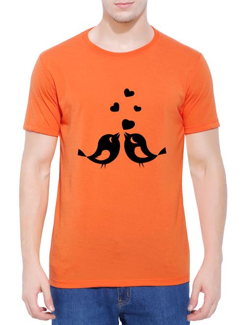 orange cotton chest print tshirt - 14762559 - Very Small Image - 1