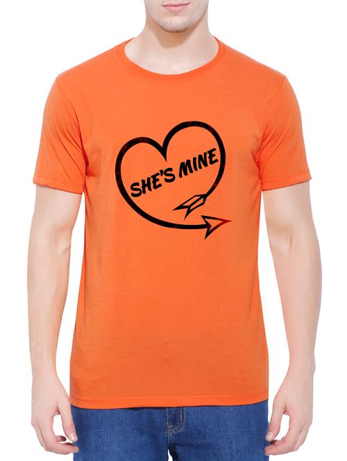 orange cotton chest print tshirt - 14762573 - Very Small Image - 1