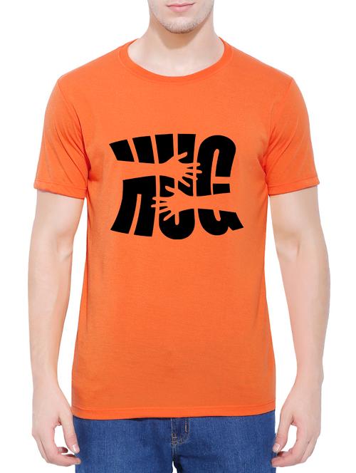 orange cotton chest print tshirt - 14762580 - Very Small Image - 1