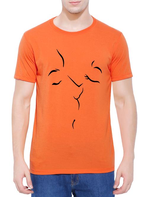 orange cotton chest print t-shirt - 14762594 - Very Small Image - 1