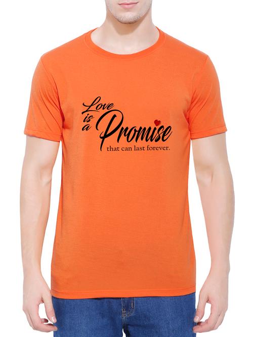 orange cotton chest print tshirt - 14762601 - Very Small Image - 1
