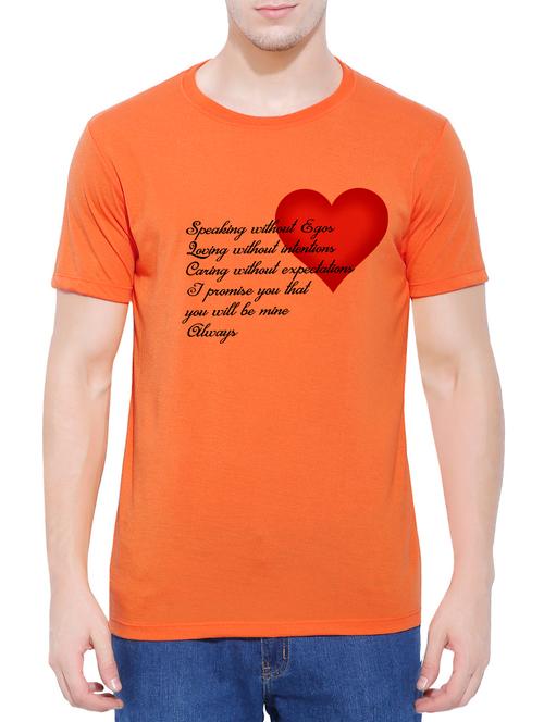 orange cotton chest print tshirt - 14762636 - Very Small Image - 1