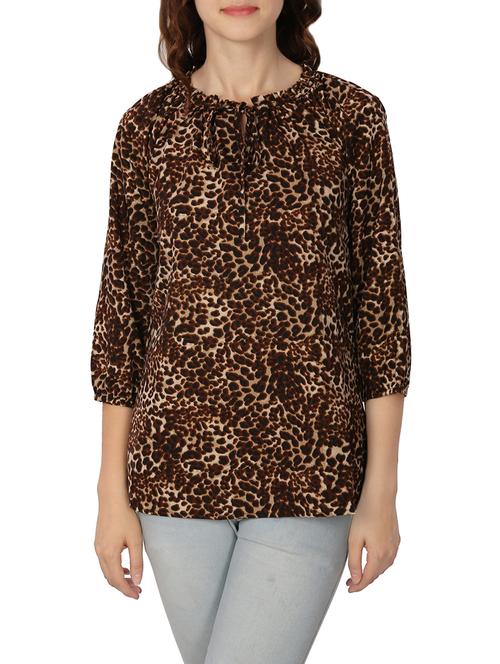 tie neck animal print top - 14762728 - Very Small Image - 1