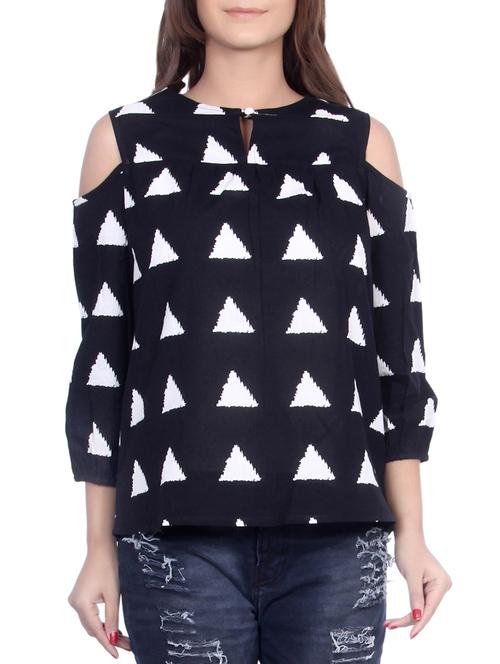 cold shoulder printed top - 14762784 - Very Small Image - 1