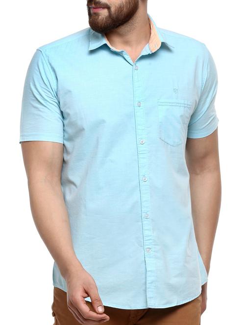 light blue cotton casual shirt - 14763260 - Very Small Image - 1