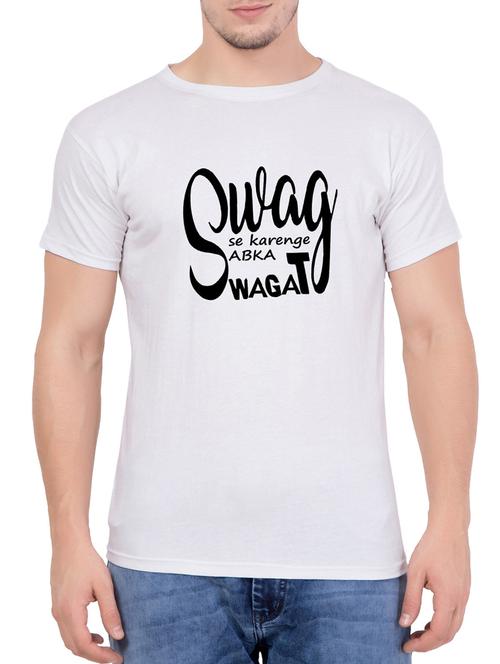white cotton chest print tshirt - 14763391 - Very Small Image - 1