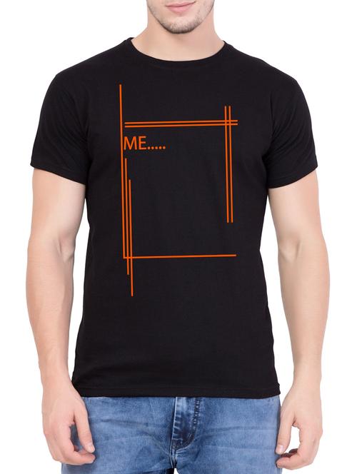 black cotton chest print tshirt - 14763395 - Very Small Image - 1