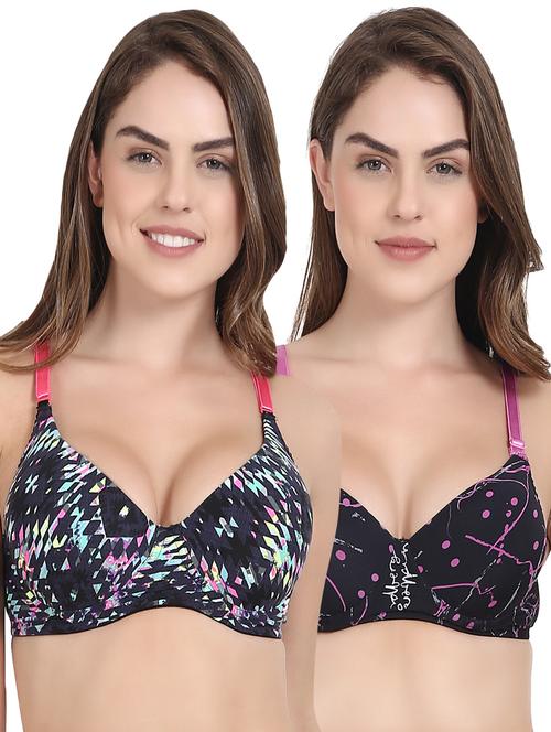 set of 2 multi colored lycra bra - 14763892 - Very Small Image - 1