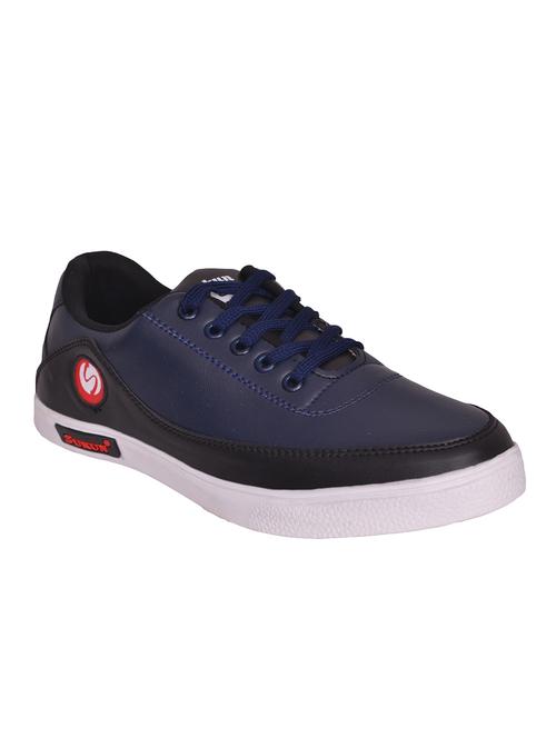 navy leatherette lace up sneaker - 14763896 - Very Small Image - 1