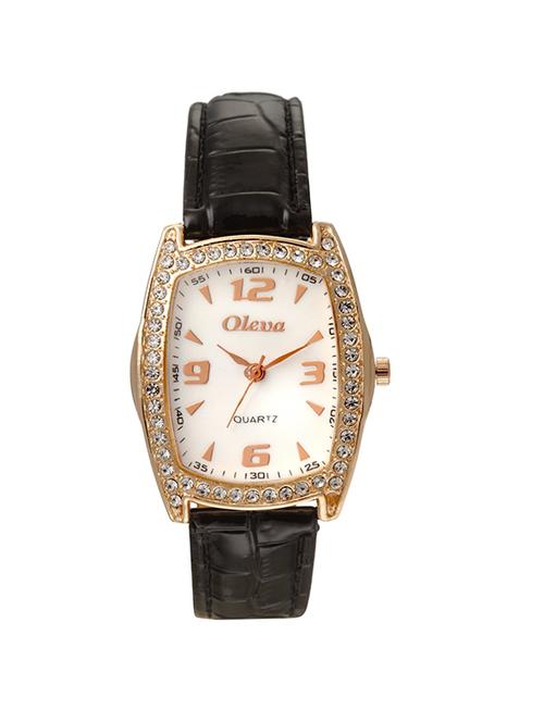 oleva leather strap embellished dial watch - 14764529 - Very Small Image - 1