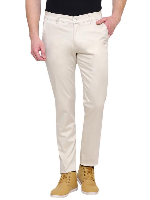 beige cotton chinos casual trousers - 14764769 - Very Small Image - 1