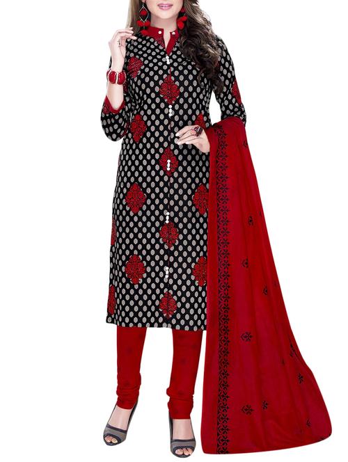 black printed unstiched churidaar suits - 14765829 - Very Small Image - 1