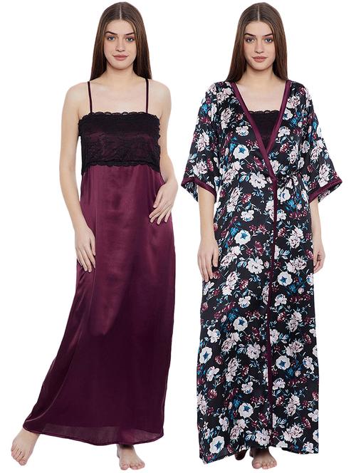 multi colored satin nighty and robe - 14766005 - Very Small Image - 1