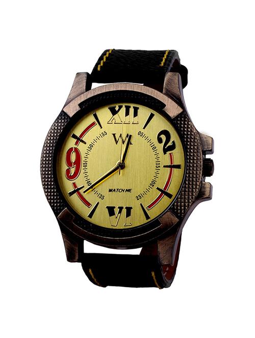 watch me gold dial black leather watch for men wmal-063-g - 14766802 - Very Small Image - 1