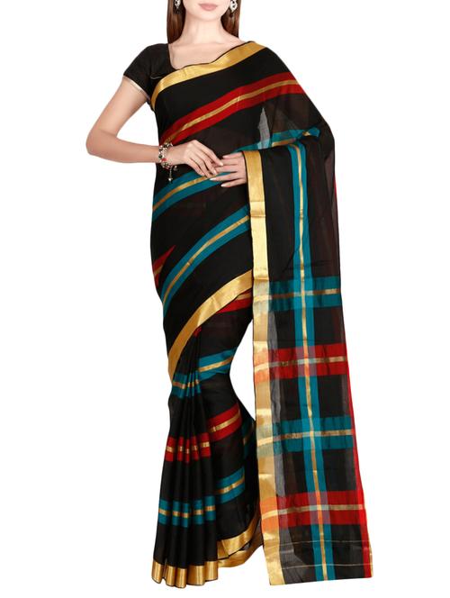 the chennai silks black jacquard saree with blouse - 14766843 - Very Small Image - 1