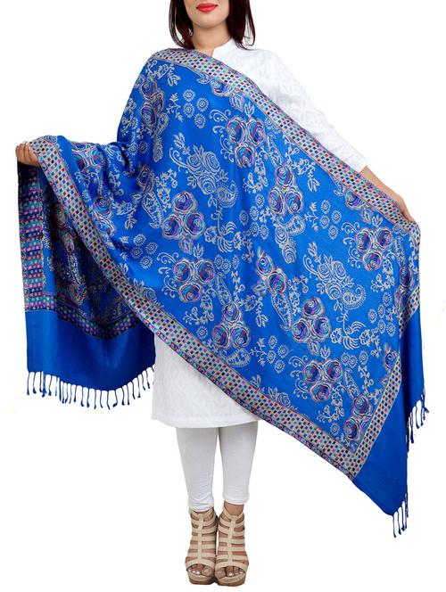 blue printed shawl - 14767150 - Very Small Image - 1