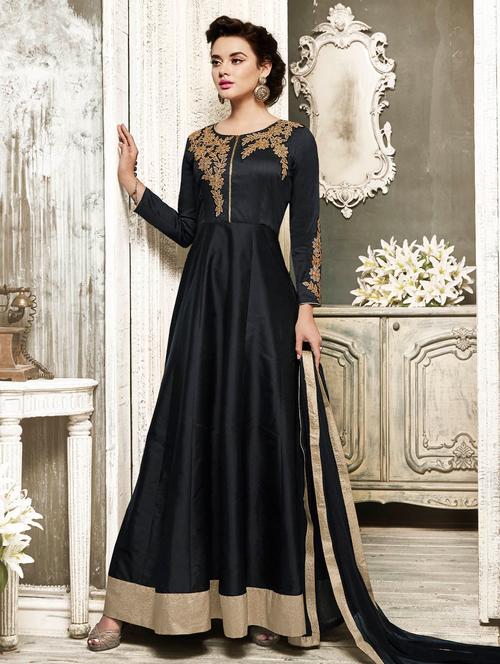 embroidered semi-stitched anarkali suit - 14767681 - Very Small Image - 1
