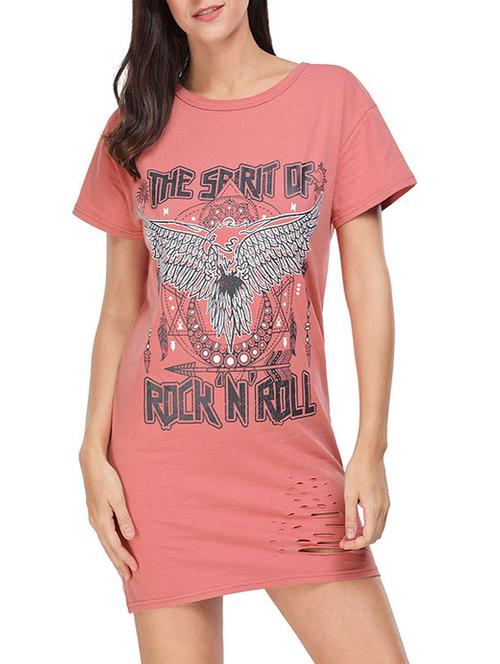 distressed graphic t-shirt dress - 14769033 - Very Small Image - 1