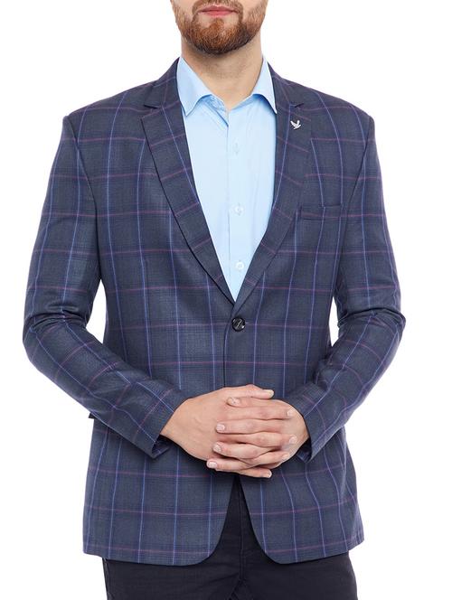 grey wool & polyester blend casual blazer - 14769673 - Very Small Image - 1