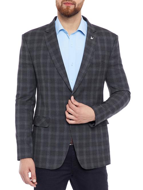 grey wool & polyester blend casual blazer - 14769675 - Very Small Image - 1