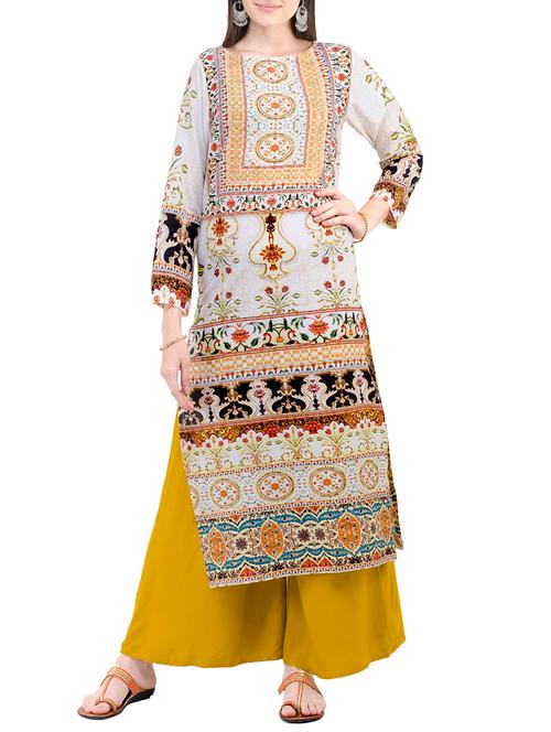 white cotton straight kurta - 14769969 - Very Small Image - 1