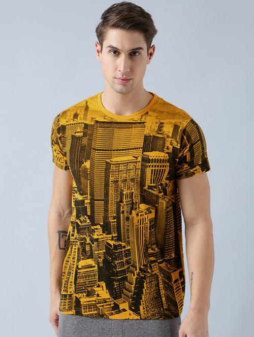 yellow cotton all over print tshirt - 14770011 - Very Small Image - 1